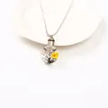 Glass urn necklace with yellow and pink dried flowers for memorial ashes keepsake - Style 5 (43522345)