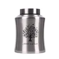 High-quality brushed stainless steel cremation urn with Tree of Life memorial design - 17.8*12cm / Silver