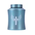 Blue stainless steel pet cremation urn with engraved cross and wings motif - Blue (17.8x12cm) / Blue