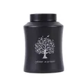 Elegant matte black cremation urn with Tree of Life engraving and memorial text. - 17.8*12cm / Black