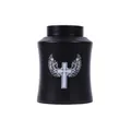 Small black stainless steel pet cremation urn with winged cross engraving for cats or dogs - Black (15x9.5cm) / Black