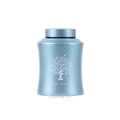 Blue metallic cremation urn for ashes featuring life tree and Forever in our hearts - 15*9.5cm / Blue