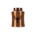 Small rose gold stainless steel pet memorial urn with engraved cross and wings motif - Brown (15x9.5cm)