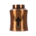 Bronze stainless steel pet cremation urn with engraved cross and wings design - Brown (17.8x12cm)