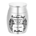 Small stainless steel cremation urn with Guardian Angel Brother engraving detail - Brother / 40x30mm / Silver