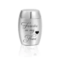 Close-up of Forever in my Heart engraving on a polished silver miniature memorial urn - Engraved Version / 11*16mm / Silver