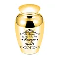High-quality golden cremation urn detail showing sentimental heart engraving for ashes - Style 1 (Heart Quote) / 70x45mm / Gold