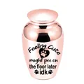 Close-up of rose gold pet cremation urn with humorous Feeling Cute text engraving. - 70*45mm / Rose Gold (Cute Quote)