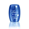 Detailed view of blue aluminum mini cremation urn with Forever in my Heart engraving - Engraved Version / 11*16mm / Blue