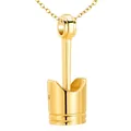 Detailansicht einer vergoldeten Edelstahl Kolben-Urnenkette für hochwertigen Gedenkschmuck - 10*30mm / Gold
