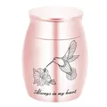 Tierurne in Roségold mit Kolibri-Gravur und der Aufschrift Always in my Heart. - 40*30mm / Hellblau