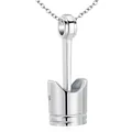 Detailansicht der Halskette mit Kolbenanhänger aus Edelstahl für Asche-Gedenken und Erinnerung - 10*30mm / Silber