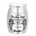 Small silver memorial cremation urn with Guardian Angel Grandpa engraving detail - Grandpa / 40x30mm / Silver