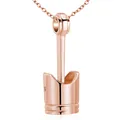 Detaillierte Nahaufnahme eines Piston-Urnenanhängers aus Edelstahl in elegantem Roségold - 10*30mm / Roségold