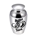 Silver pet cremation urn with paw print and Bestes Team engraving details. - 70*45mm / Silver (Bestes Team)