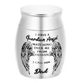 Small silver stainless steel memorial urn with angel wings and dad engraving 40x30mm size - Dad / 40x30mm / Silver