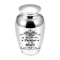 Polished silver memorial cremation urn with Forever in My Heart engraving for pets - Style 1 (Heart Quote) / 70x45mm / Silver