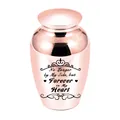 Rose gold cremation urn with Forever in My Heart engraving for funeral memorial service - Style 1 (Heart Quote) / 70x45mm / Rose Gold