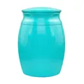 Elegant small cyan pet cremation urn for dogs and cats with a reliable sealed lid design - Blue (Blank)