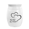 Elegant white memorial cremation urn featuring a heart design and My Dad My Friend engraving - Dad Memorial / 40x30mm / White
