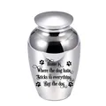 Silver stainless steel pet cremation urn for ashes with dog hair quote and paw prints - 70*45mm / Silver (Home Quote)