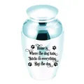 Light blue 70x45mm pet memorial urn featuring Home is Where the dog hair quote design - 70*45mm / Light Blue (Home Quote)