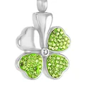 Collana con ciondolo a quadrifoglio in acciaio inox con cristalli verdi e argento - Argento-Verde