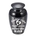 Elegant black pet cremation urn with humorous paw print engraving for cats and dogs - 70*45mm / Black (Cute Quote)