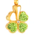 Ciondolo per urna a quadrifoglio in acciaio inossidabile dorato con strass verdi - Oro-Verde