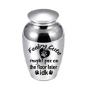Small silver pet cremation urn with humorous Feeling Cute engraving for dogs cats 70x45mm - 70*45mm / Silver (Cute Quote)