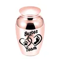 Elegant rose gold metal pet memorial urn with Bestes Team heart and paw print engraving. - 70*45mm / Rose Gold (Bestes Team)