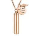 Gedenksieraad cilinder ashanger roségoud met gegraveerde bedel I still need you - 11*48mm / Roségoud