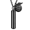 Zwarte roestvrijstalen cilinder crematie urn ketting met herdenking engelenvleugel - 11*48mm / Zwart