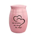 Pink memorial cremation urn featuring black hearts and 'My Grandma' engraved text - Grandma / Pink
