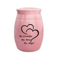 Pink ceramic cremation urn for ashes with memorial heart and grandpa text engraving - Grandpa / Pink