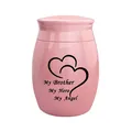 Elegant pink memorial cremation urn for brother with heart design and angel quote - Brother / Pink