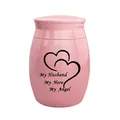 Pink memorial cremation urn with My Husband engraving and heart pattern - HUSBAND / Pink