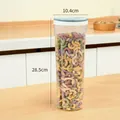 Transparent tall sealed food storage container for noodles and pasta, 10.4cm x 28.5cm - Nordic Blue