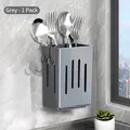 Wall-mounted grey kitchen cutlery holder and draining spoon organizer - 1 pack - 1 Piece / Gray