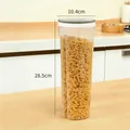 Airtight clear plastic pasta storage container with grey lid, dimensions 10.4x28.5cm - Khaki