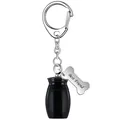 Close-up detail of black memorial urn keychain with engraved Best Friend bone tag - 25*16mm / Black