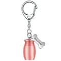 Close-up of pet memorial urn keychain with rose gold jar and Best Friend bone tag. - 25*16mm / Rose Gold
