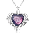 Nahaufnahme einer lila Kristall Herz Urne Kette mit Always in my heart Gravur in Silber - Februar Geburtsstein Anhänger (Lila)