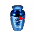 Blue alloy pet cremation urn with cardinal bird and memorial quote design - 70*45mm / Blue