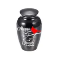 Black alloy memorial funeral urn with red cardinal bird and Always on my mind engraving - 70*45mm / Black