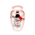 Urna cineraria para mascotas en oro rosa con pájaro cardenal y texto conmemorativo - 70*45mm / Rosa oro