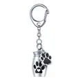 Pet memorial urn keychain with paw print charm for ashes or hair - 25x16 / Silver