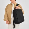 Klassieke zwarte waterdichte nylon uitbreidbare zakelijke rugzak voor laptop - Zwart