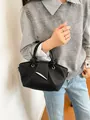 Borsa a secchiello plissettata vintage nera da donna, elegante design portatile chic - Nero