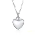 Silver stainless steel heart-shaped memorial urn necklace for pet or human ashes - Silver